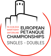 Logo des Championnats d'Europe de Ptanque reprsentant le chateau de la Batiaz